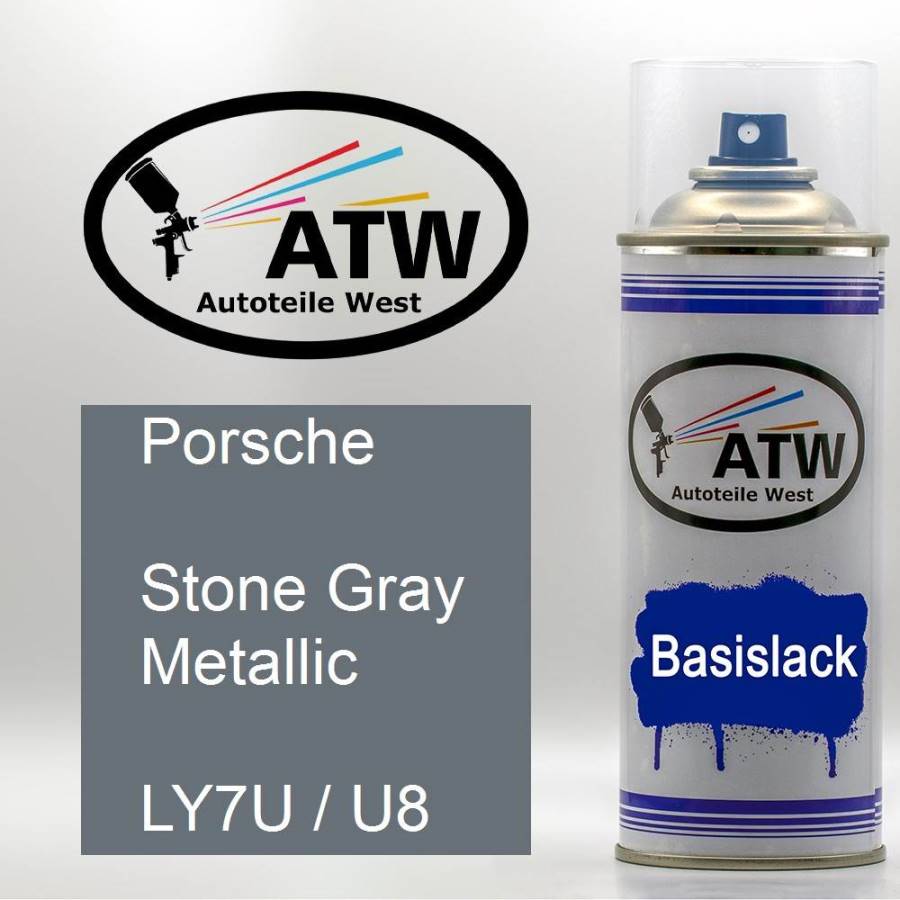 Porsche, Stone Gray Metallic, LY7U / U8: 400ml Sprühdose, von ATW Autoteile West.